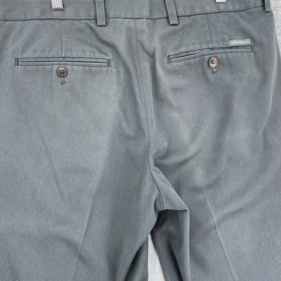 Eddie Bauer Pants Mens 34 Grey Straight Leg Flat Front Outdoor Casual Cotton - Picture 11 of 13